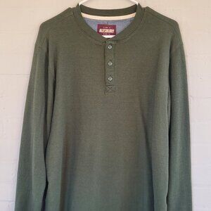 Alesbury Men's Long Sleeve Henley Shirt Large Olive Green Waffle Knit Thermal
